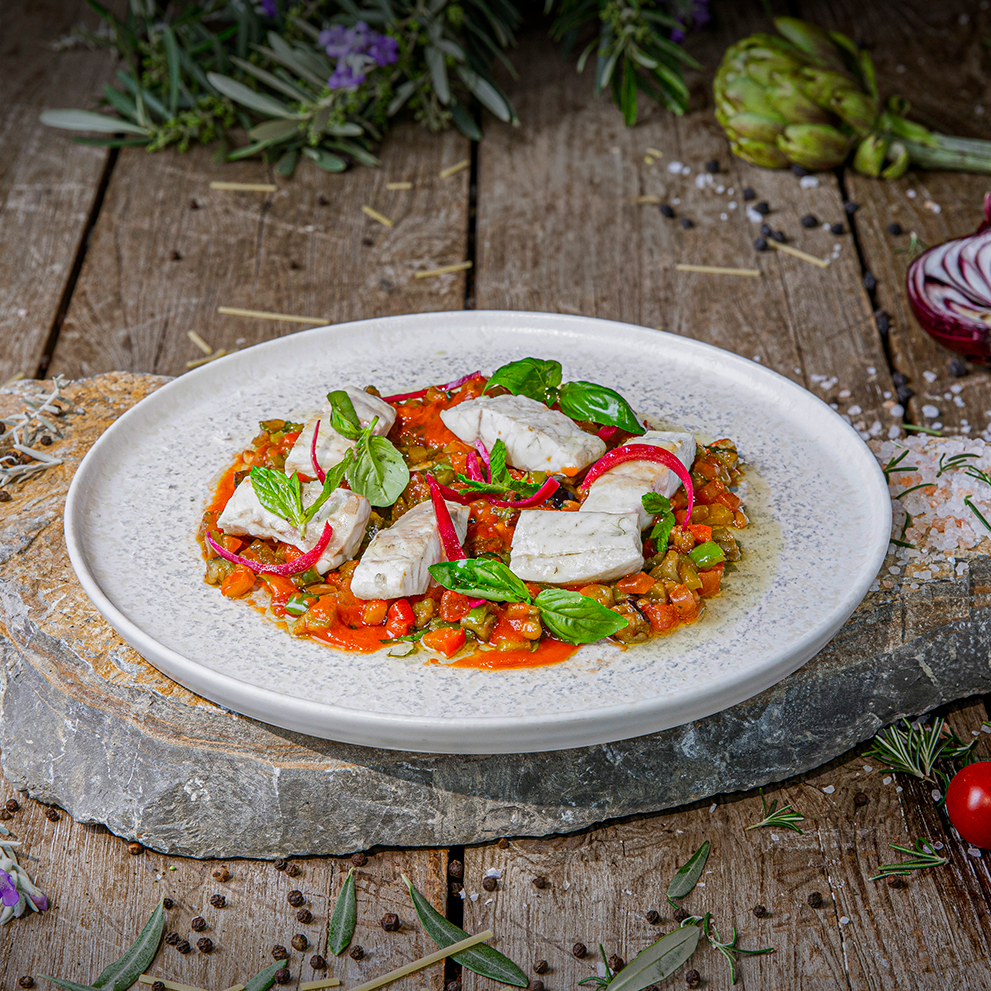 Confit Seabass With Caponata