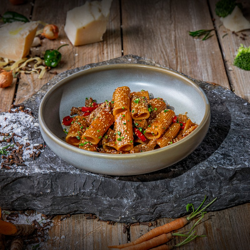 Tallarines Saltado Rigatoni🌶️
