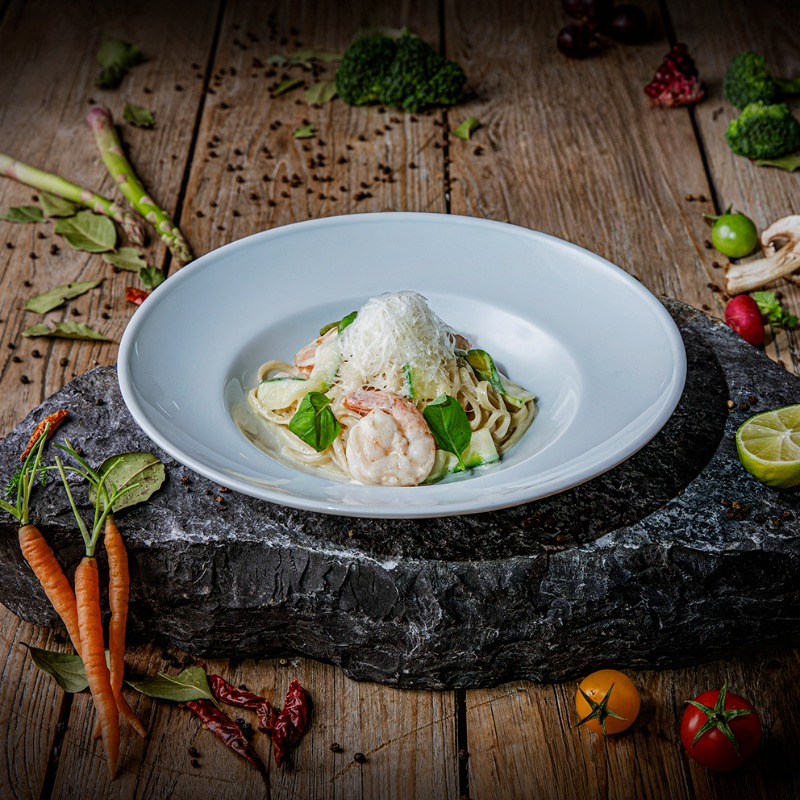 Лингвини с Кабачком и Креветками